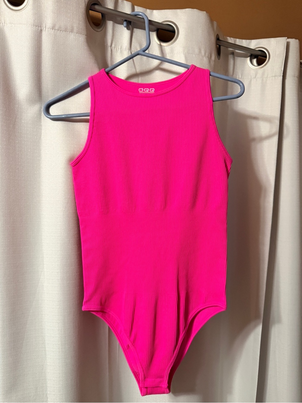 Ribbed Hot Pink Women's Tank Bodysuit